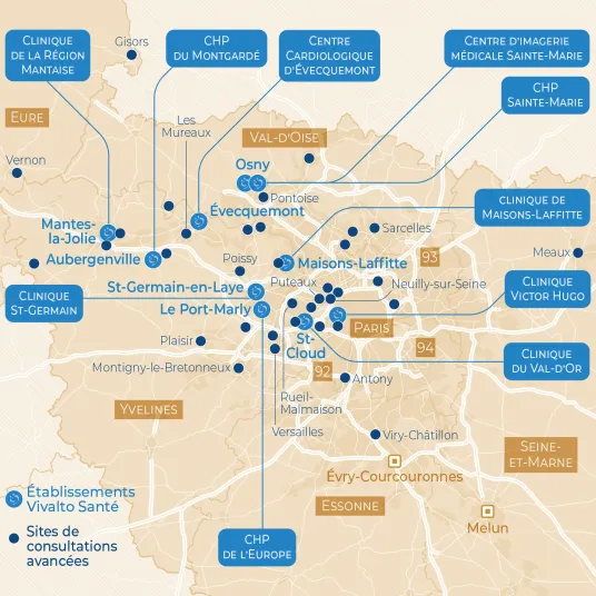 Carte Territoire Île-de-France Vivalto Santé