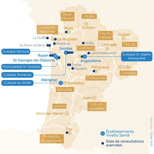 Carte Territoire Nouvelle-Aquitaine Vivalto Santé