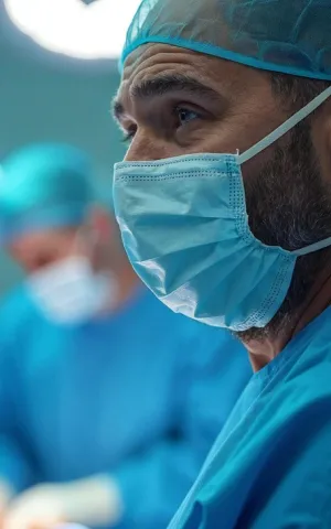 Zoom sur une équipe médicale en action au bloc opératoire