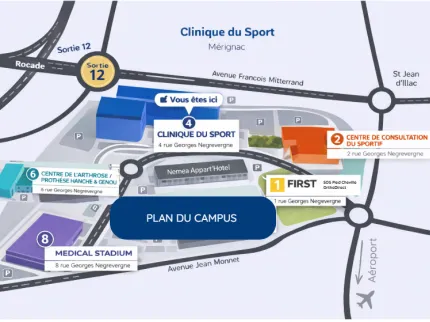 Plan du Campus Clinique du Sport