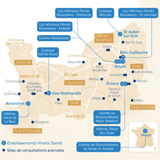 Carte Territoire Normandie Vivalto Santé