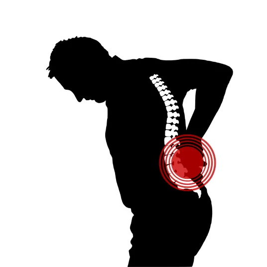 Ombre d'une personne avec une douleur en bas du dos