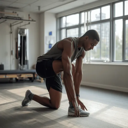 Homme réalisant un etirement de la hanche à cause de la douleur - Clinique du Sport Bordeaux-Mérignac