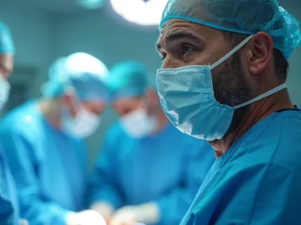 Zoom sur une équipe médicale en action au bloc opératoire