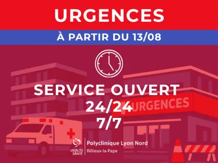 Service d'urgences ouvert 24/24, 7/7 à la Polyclinique Lyon Nord